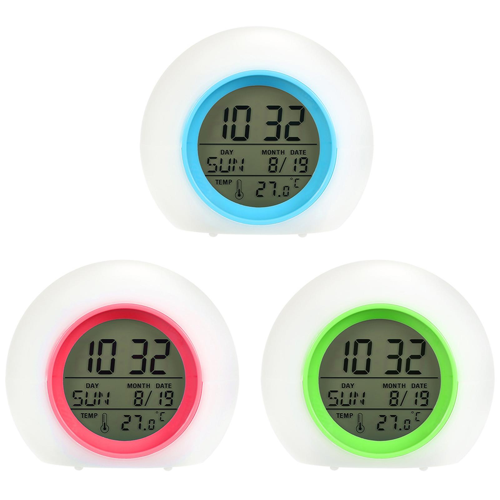 Đồng hồ báo thức kỹ thuật số, Đèn ngủ có 7 màu đa chức năng, báo thức, phát hiện nhiệt độ