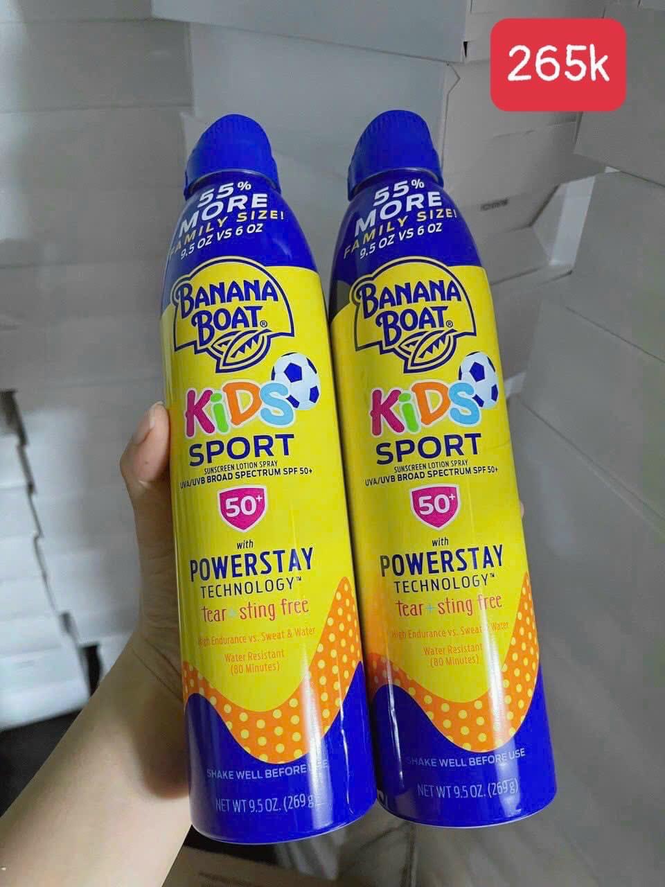 Xịt chống nắng  Banana Boat Kids Sport Sunscreen Spray SPF50 269g ( không xuất hóa đơn đỏ-không có tem phụ)