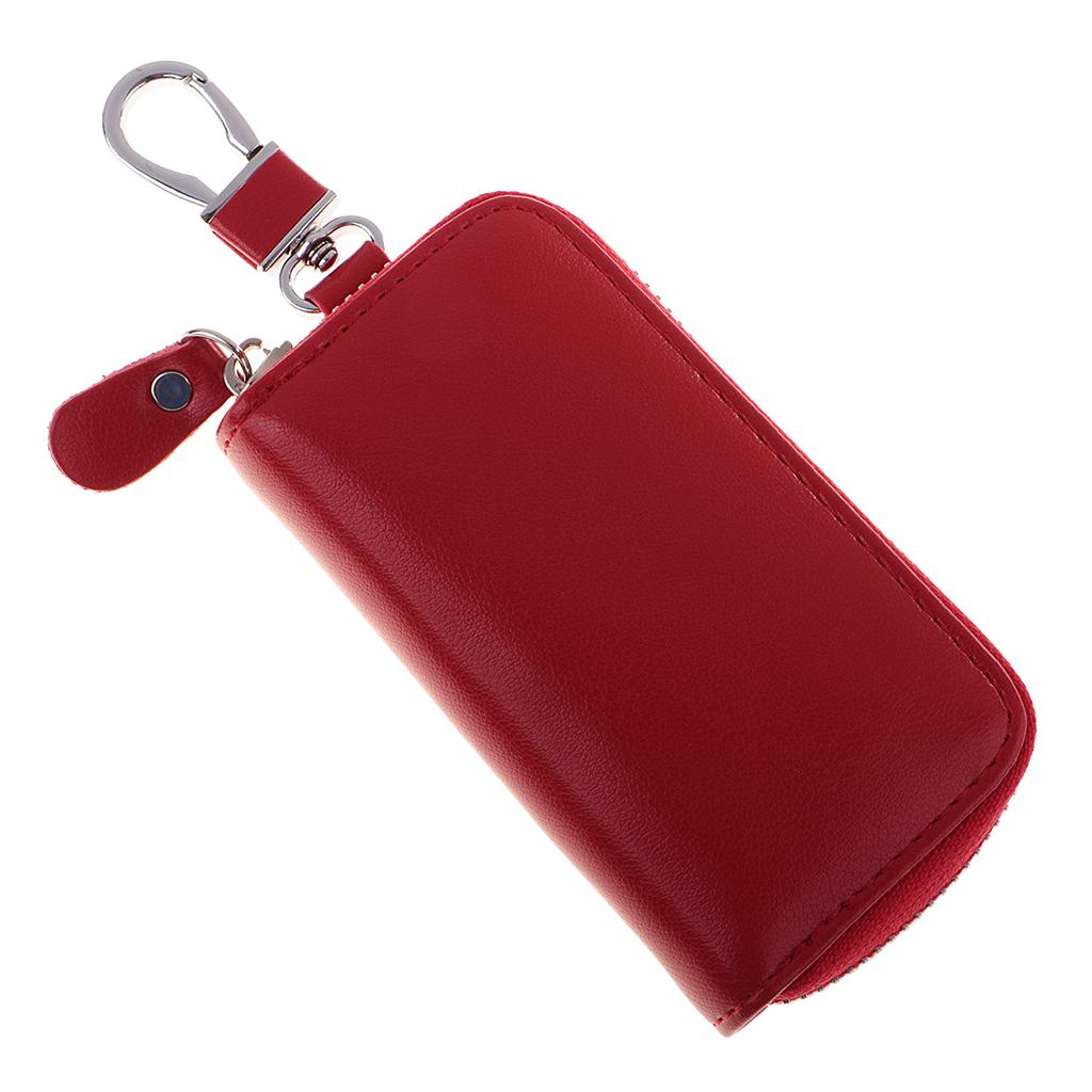Genuine Leather Car Key Holder Keychain Case Bag Hook Pouch