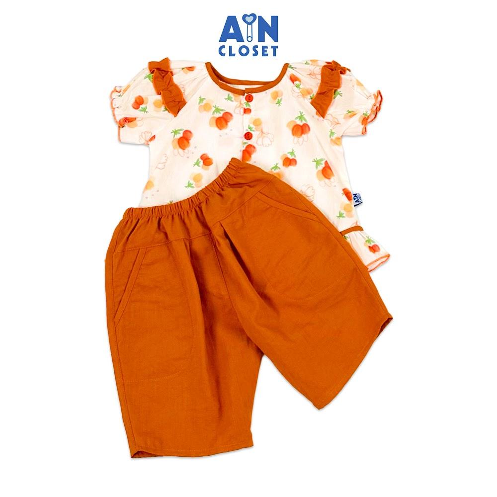 Bộ quần áo Lửng bé gái họa tiết Búp Hoa Cam cotton - AICDBG2JUOAT - AIN Closet