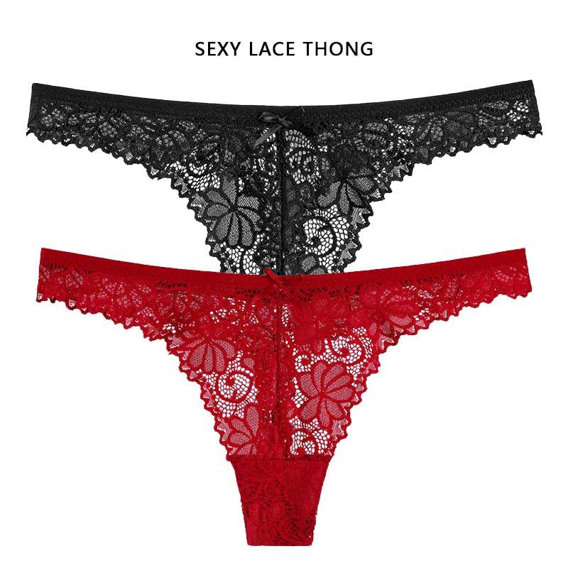 Lace Thong Women Hollow Out Sexy G String Embroidery Floral Panties Low Waist Underwear Close Breathable M-XL