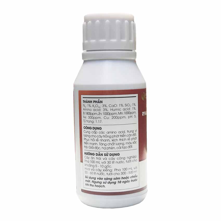 Phân bón gốc Rynan L-Amino Acids L500 (chai 120ml) - Kích thích rễ, tăng đề kháng, giải độc và hạ phèn cho đất