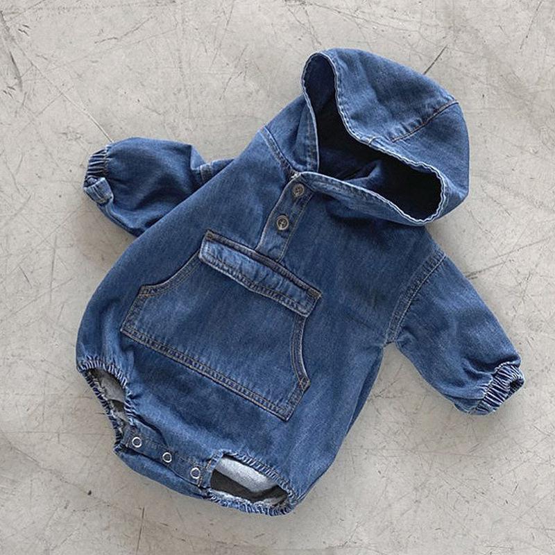 2021 Thu Mới Thời Trang Cho Bé Bé Trai Hàn Quốc Bodysuit Dài Tay Màu Áo Khoác Áo Liền Quần Đùi Bé Trang Phục Quần Áo 0-3y