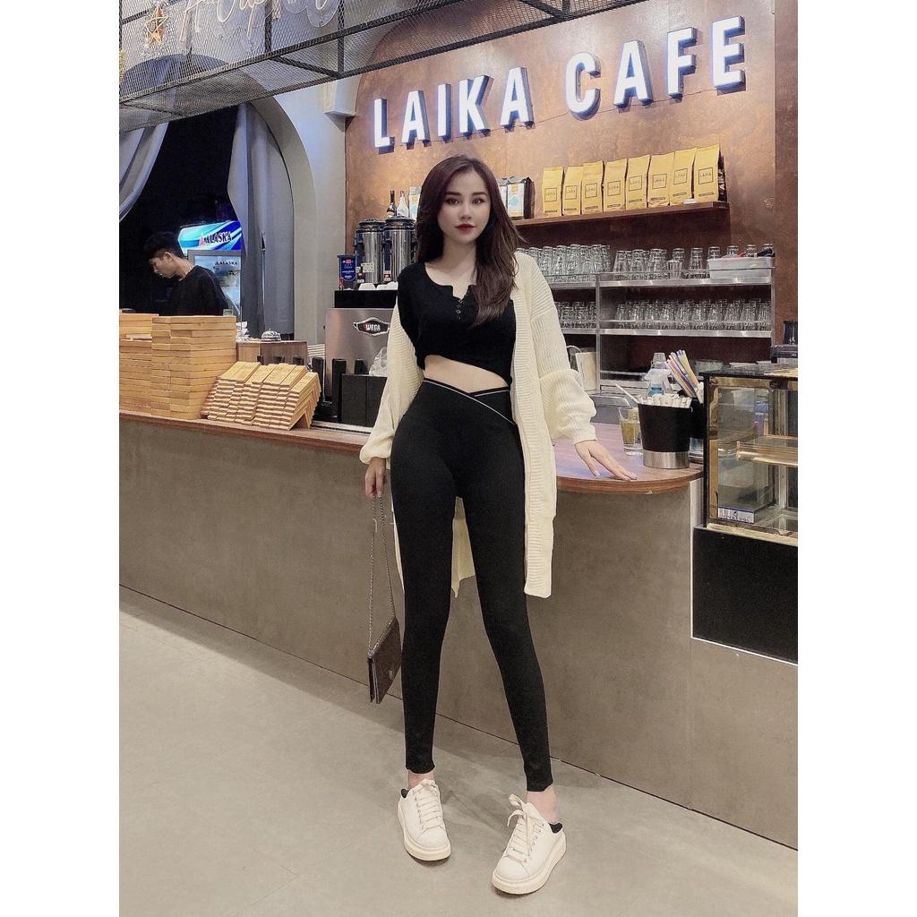 Quần legging nữ lưng cao cạp chéo gen bụng nâng mông co giãn 4 chiều Q626