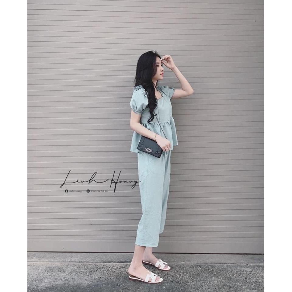 sét đũi cổ vuông tay bồng