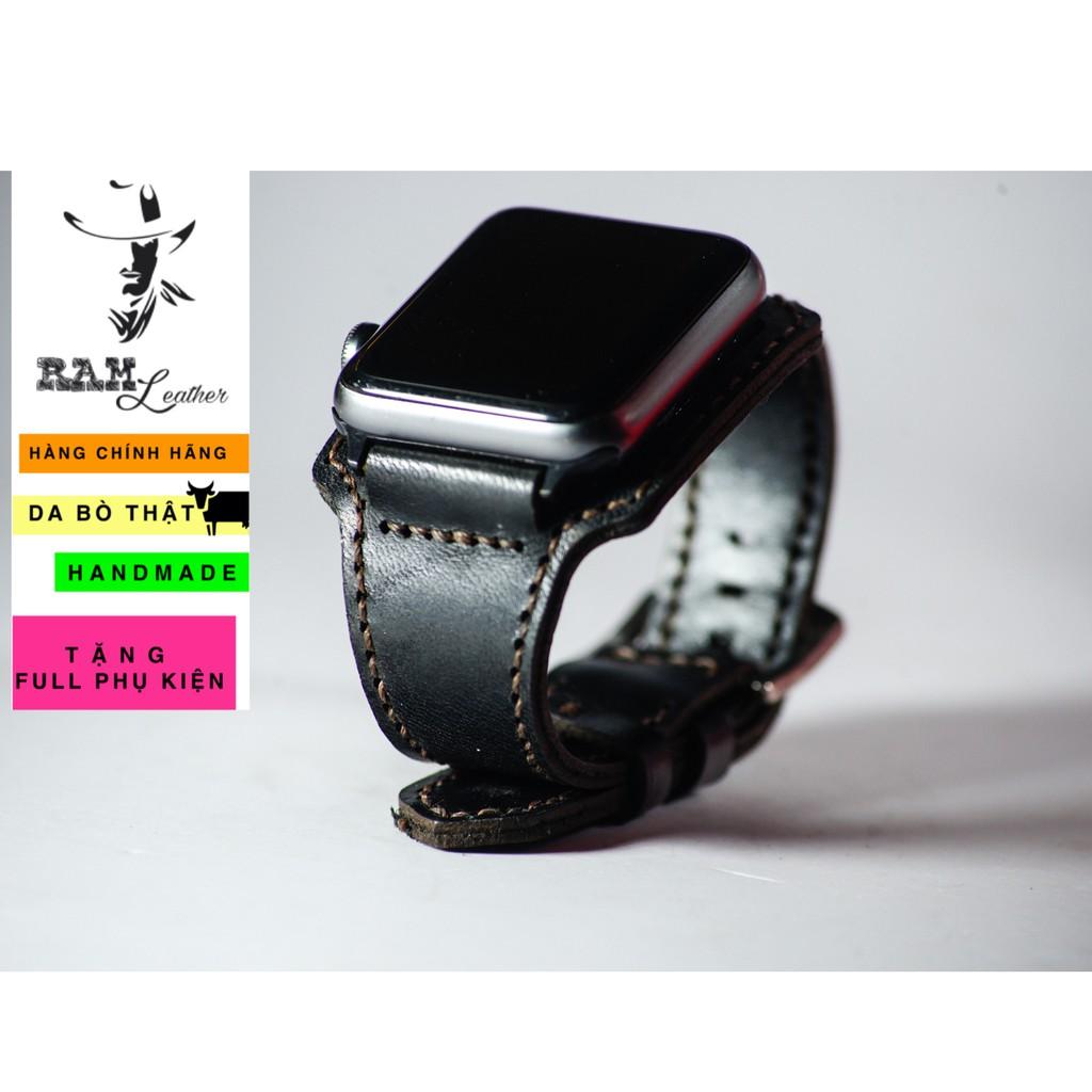 Dây đồng hồ da bò thật bundstrap apple watch bx cao cấp-chính hãng RAM leather