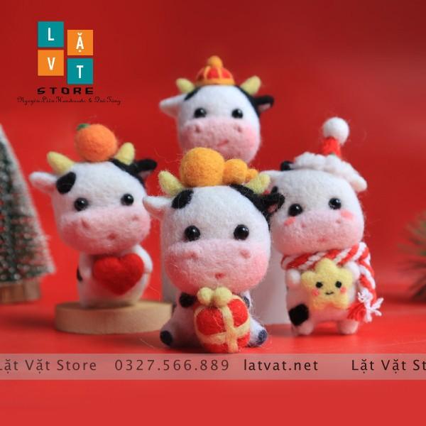BỘ LEN CHỌC BÒ BƯỚNG BỈNH ĐÁNG YÊU - needle felting len chọc đơn giản cho người mới bắt đầu