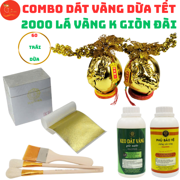 [SIÊU HOT] Combo Dát vàng 60 trái dừa chưng Tết 2000 lá K GIÒN ĐÀI đẹp nhất trong các loại lá dát vàng