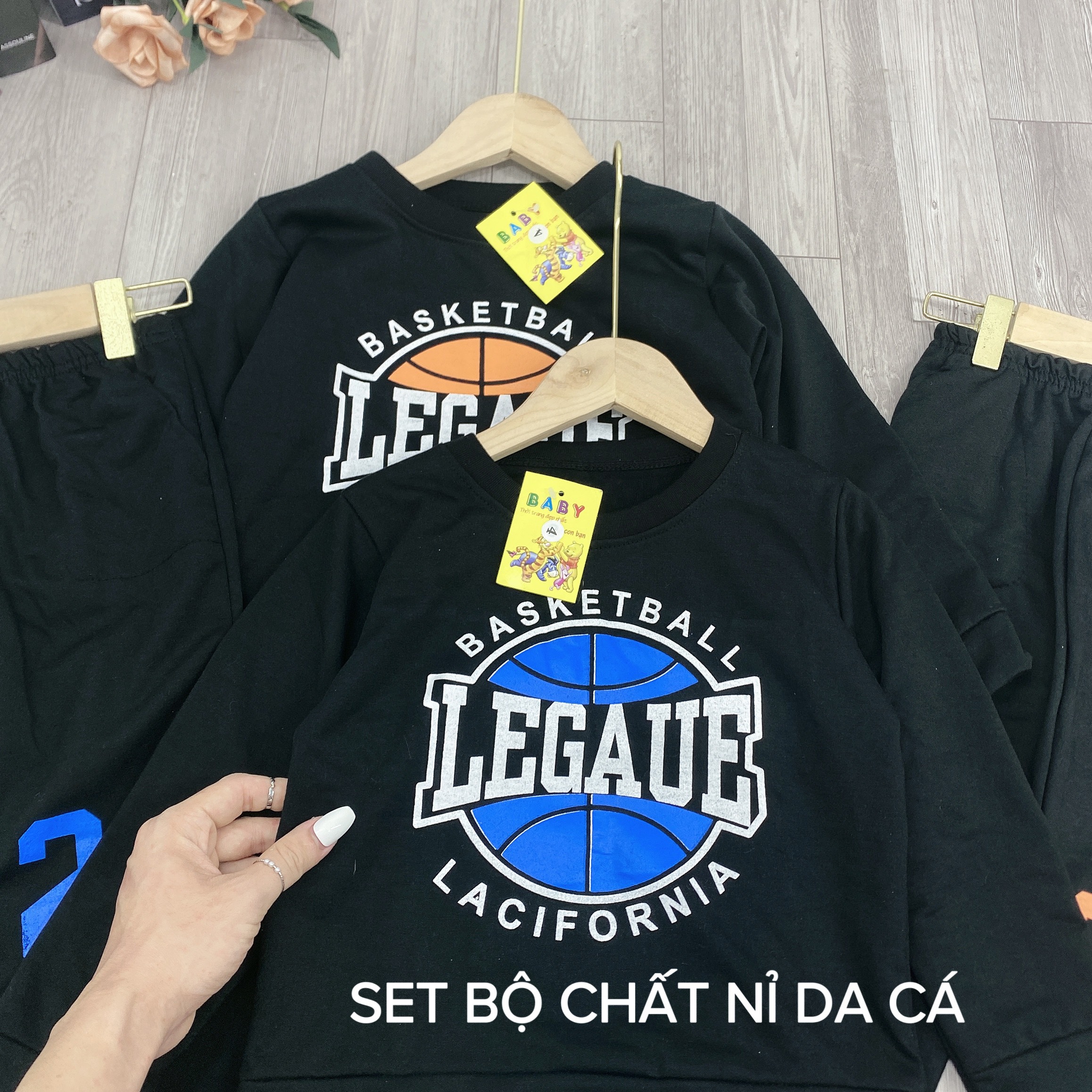 Bộ quần áo nỉ thu đông, Set đồ bộ "LEGAUE" 14-45kg cho bé trai 4-15 tuổi. Năng động, thoải mái. B45