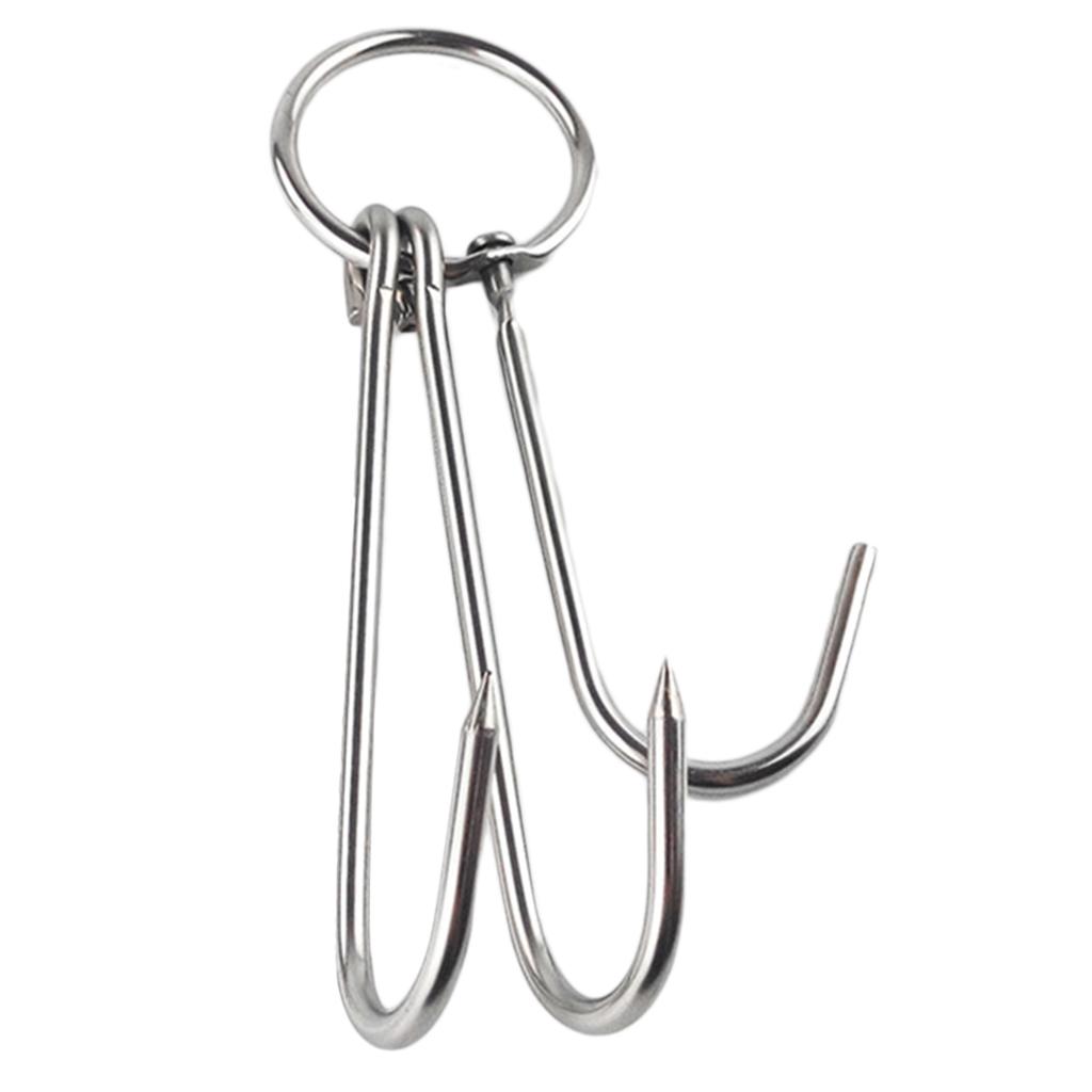 3-Prong Meat Hook Swivel Stainless Sausage Meat Hook Kitchen 0.35x25cm 2pcs