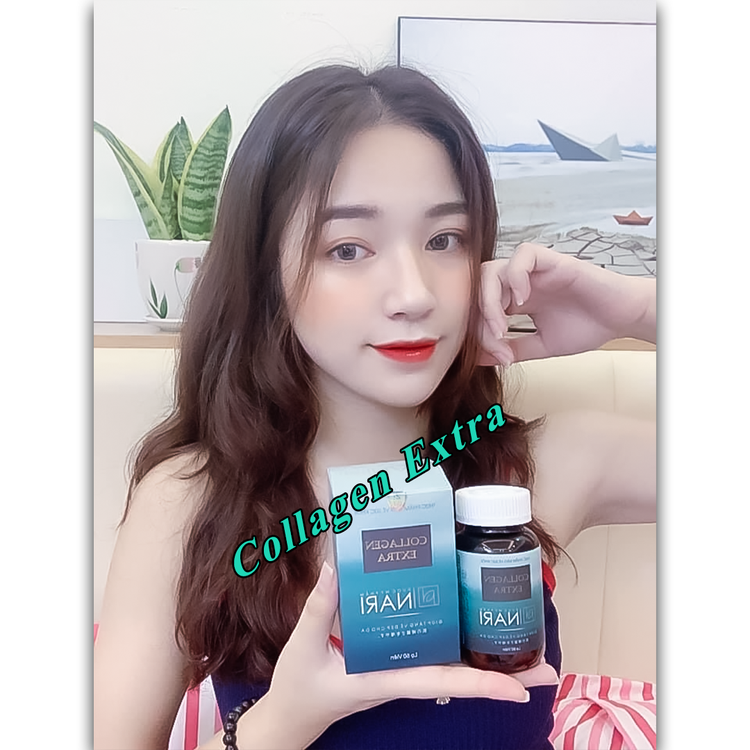 Viên Uống Collagen Extra Nari Chắc Xương Khỏe Tóc giảm lão hóa tăng vòng 1 đẹp da Chuẩn GMP 60 Viên