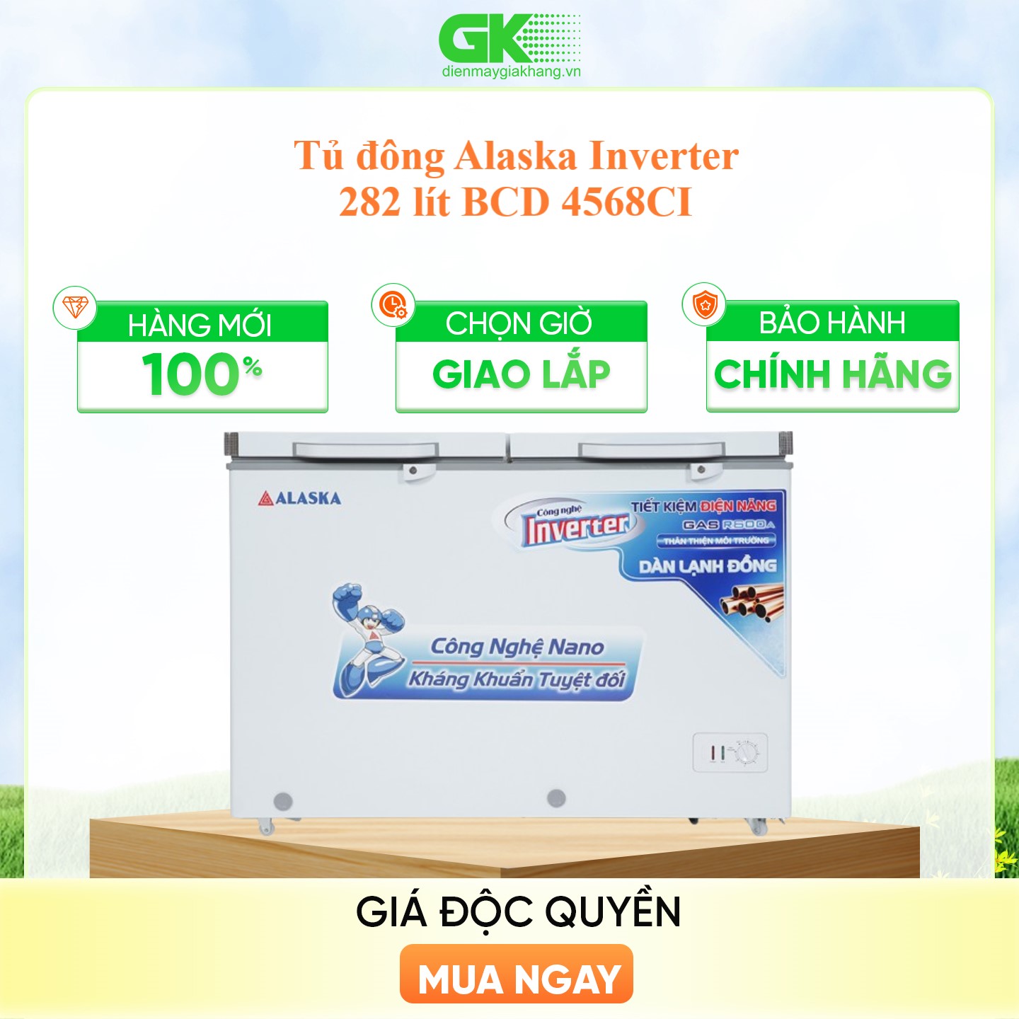 Tủ đông Alaska Inverter 282 lít BCD 4568CI - HÀNG CHÍNH HÃNG (CHỈ GIAO HCM)