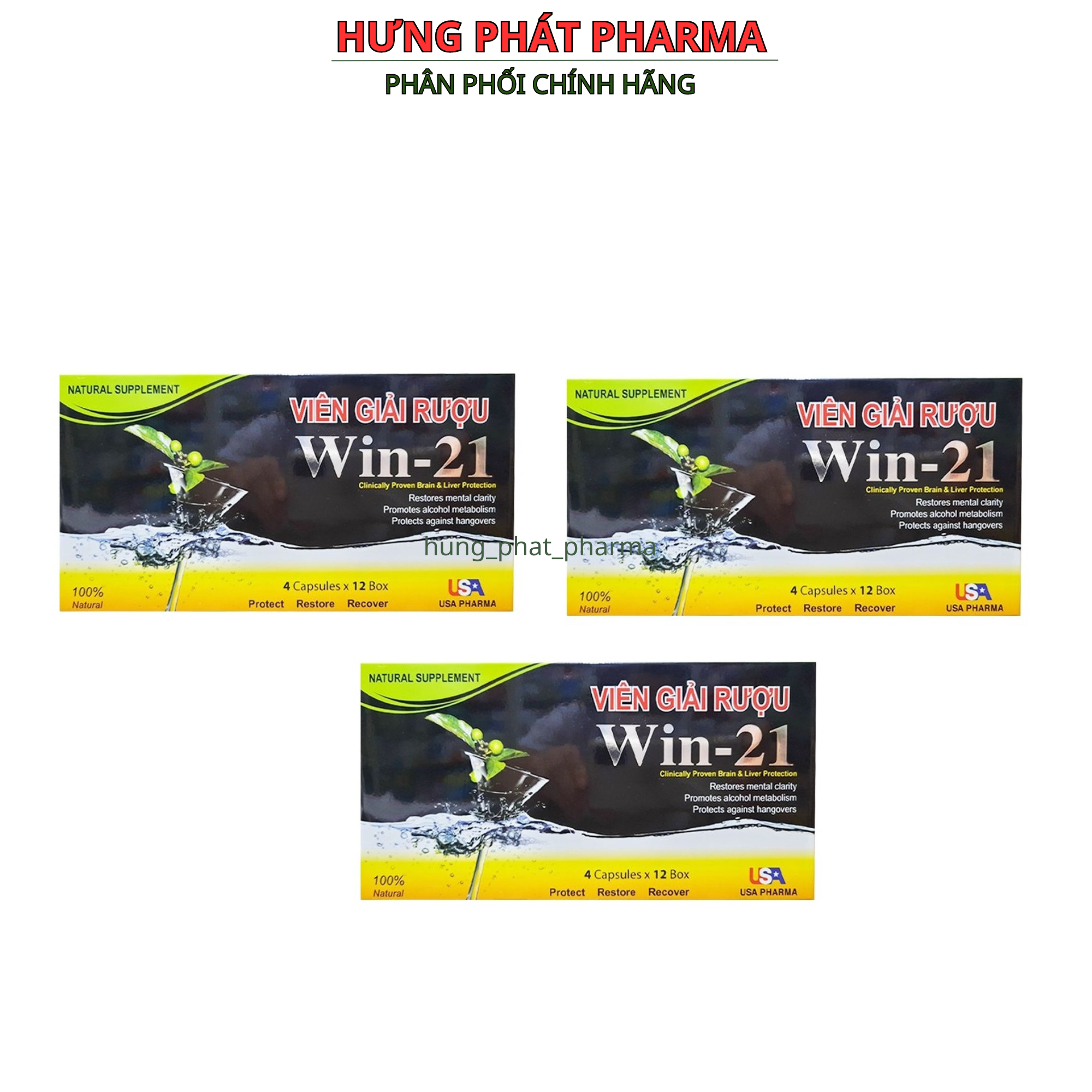 COMBO 3 HỘP giải rượu Win 21 hạn chế tác hại rượu bia, bảo vệ tế bào gan – Hộp 4 viên