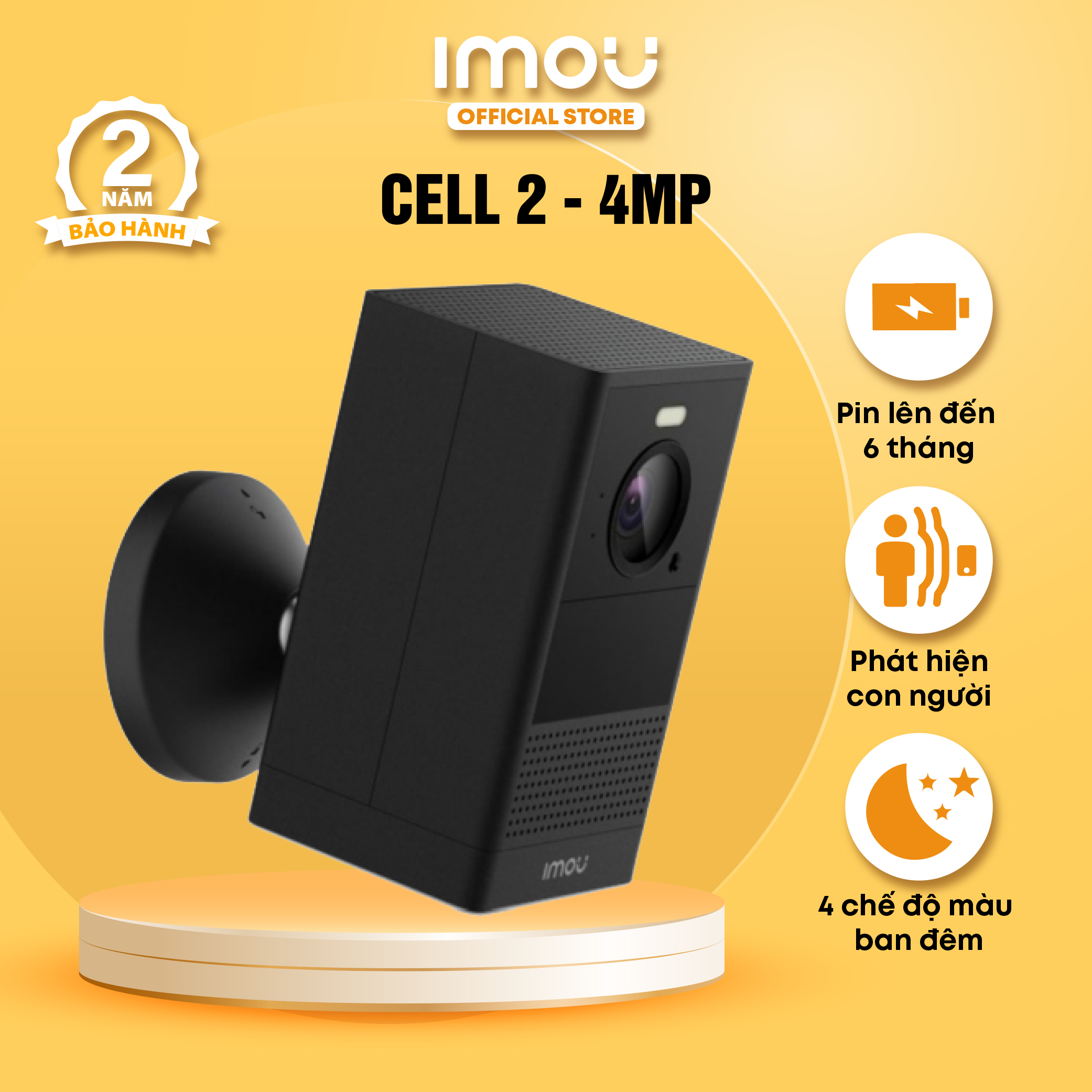 Camera Imou Wifi dùng Pin Cell 2  I IPC-B46LP I Đàm thoại 2 chiều I Thời lượng pin đến 180 ngày I 4MP QHD I Hàng chính hãng