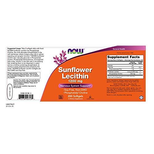 Viên Uống Now Sunflower Lecithin 1200mg Với Phosphatidyl Choline