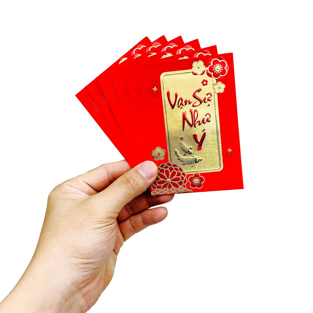 Bộ 6 Bao Lì Xì Nhũ Tết Bính Ngọ 2026 - H5.2 - Vạn Sự Như Ý
