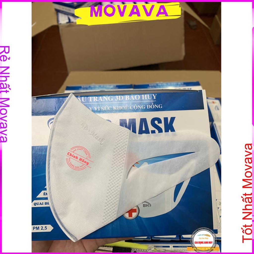 Khẩu trang 3D mask là khẩu trang y tế cao cấp có quai đeo co dãn không đau tai shop Movava - combo hộp 50 chiếc KT3D