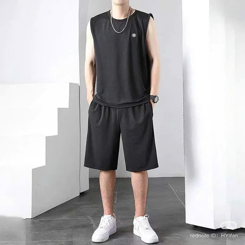Áo thun ba lỗ nam nữ 2N Unisex in logo màu đen/xám/đen họa tiết