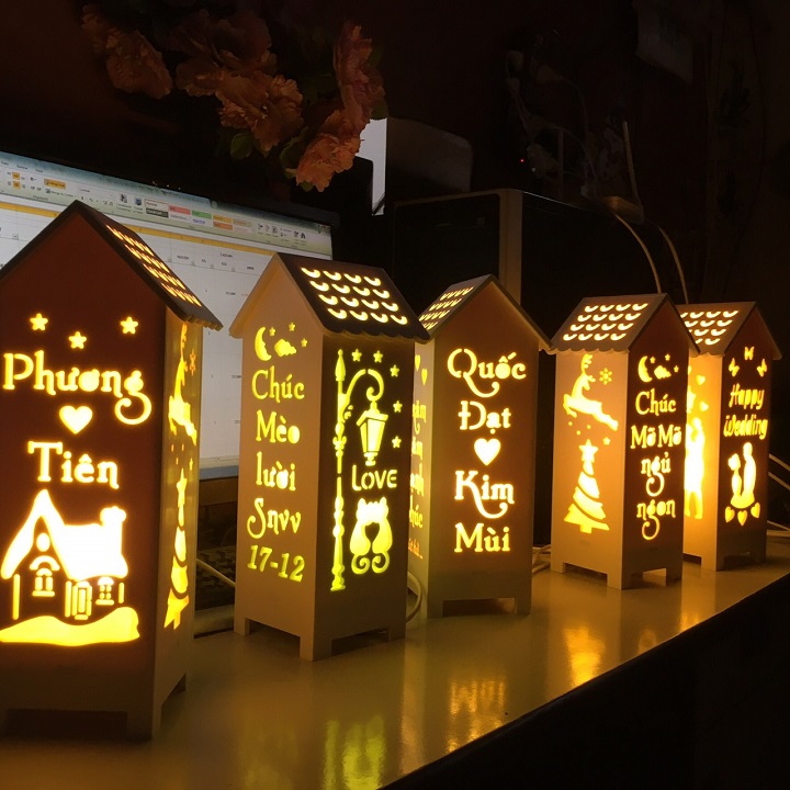 Quà tặng Noel - Đèn ngủ handmade khắc tên cnc