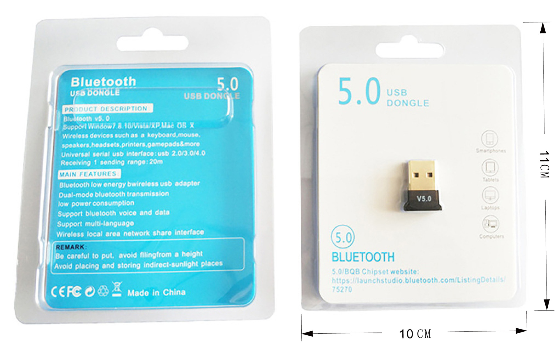 USB BLuetooth 5.0 RiBi USB Dongle - Dùng cho PC, Laptop - Kết nối với tai nghe, loa bluetooth, chuột không dây, gamepad - Hàng chính hãng