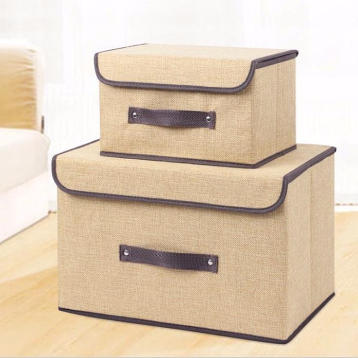 Hộp Vải Đựng Đồ Có Nắp Đậy Khung Cứng, Combo 2 Hộp Đựng Quần Áo, Đồ Lót, Đồ Chơi - MTDDT