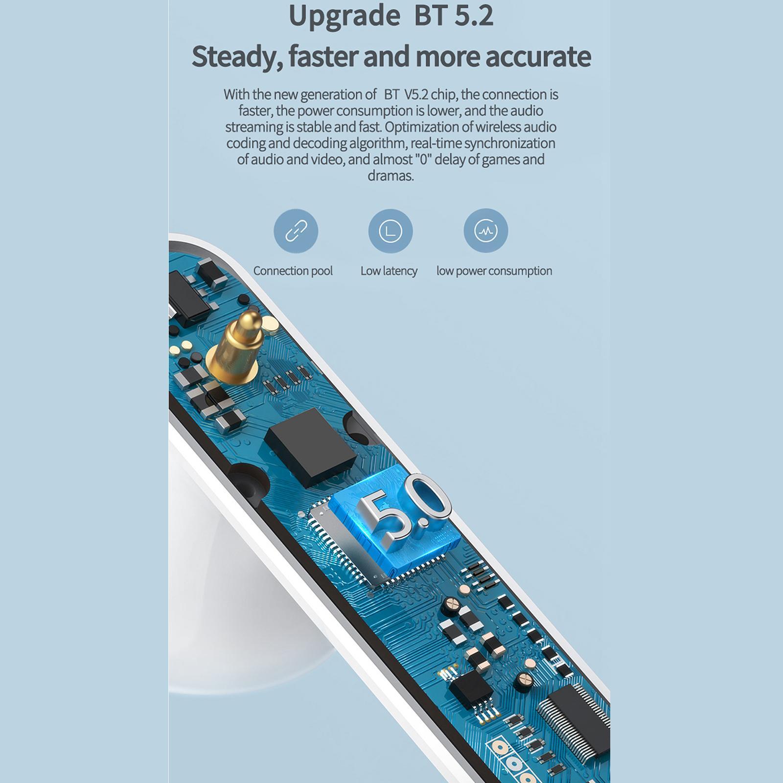 Bluetooth 5.2  Earphone Built in Mic Headset  Gaming Phones Black