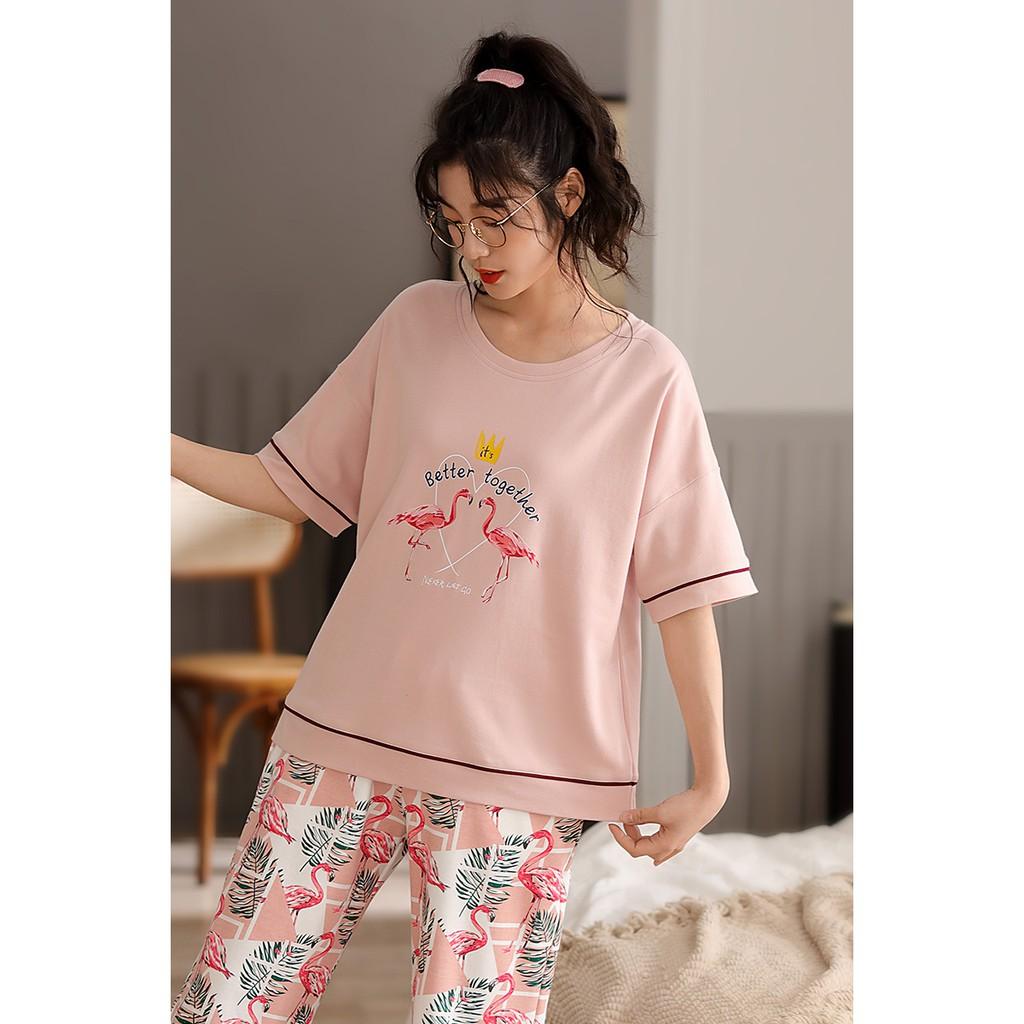 Đồ bộ mặc nhà quần lửng, sang trọng và năng động, vải cotton 100% thoáng mát dễ chiu