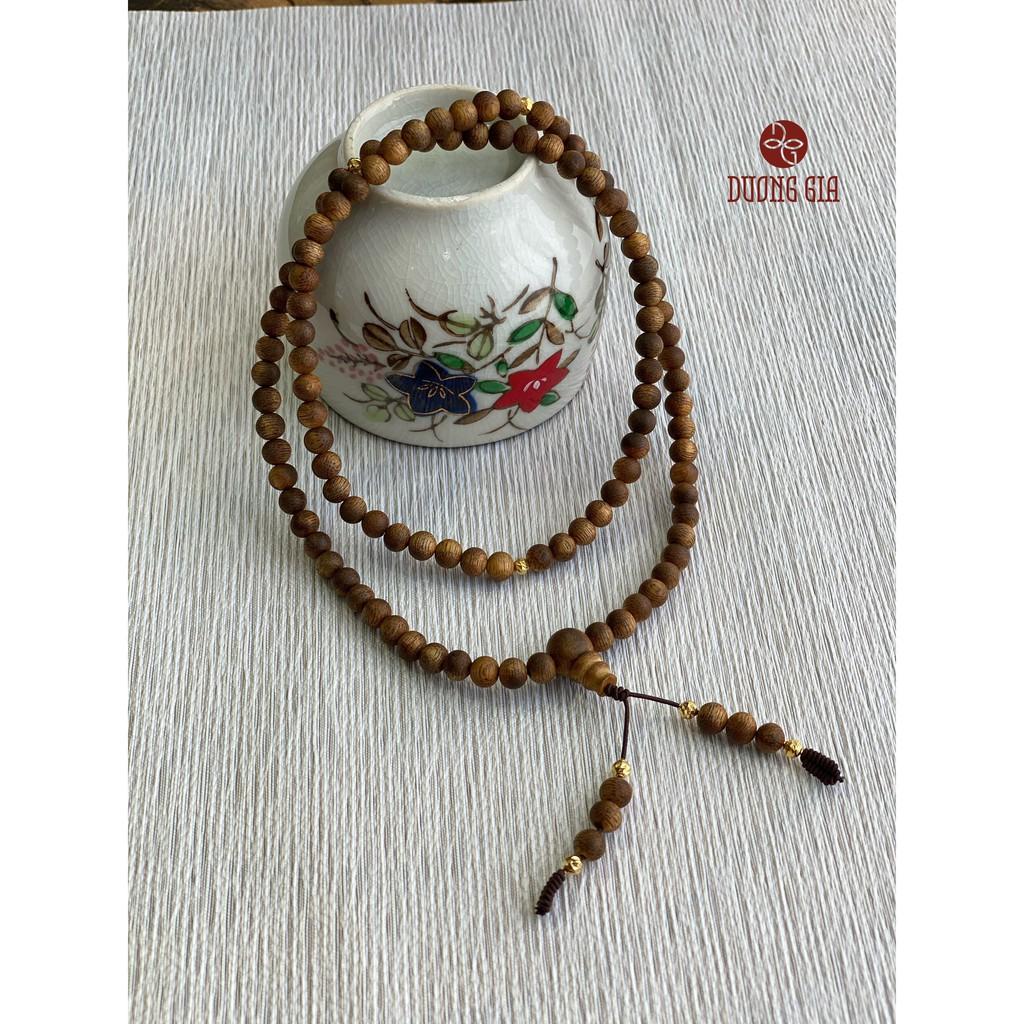 Vòng trầm hương Tốc Banh mix vàng 18k 108 hạt Trầm Hương Dương Gia phong thủy hút lộc kỵ tà - Hàng Tốc Quảng Na