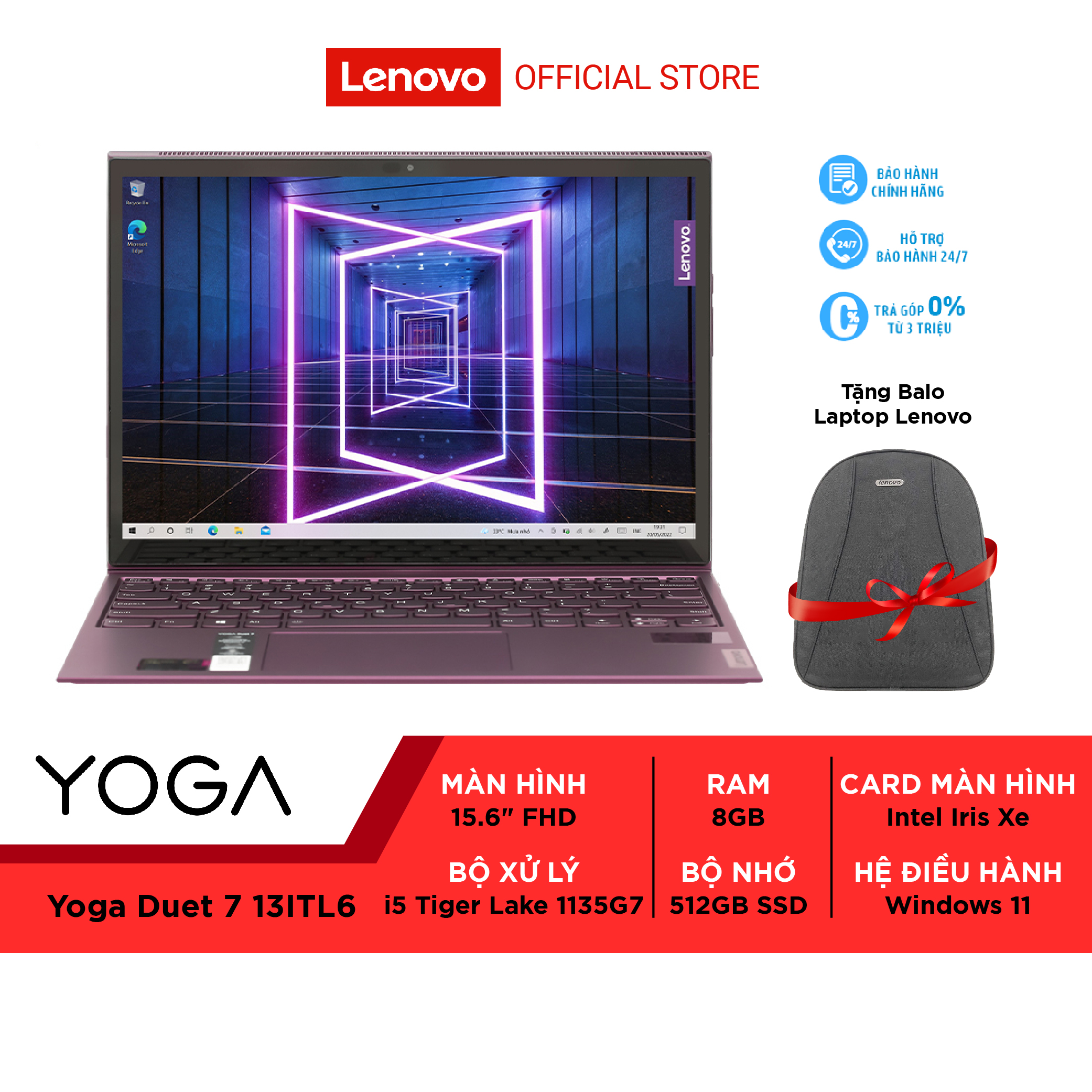 Laptop Lenovo Yoga Duet 7 13ITL6 82MA009NVN i5 1135G7| 8GB| 512GB| Touch| Pen| Win11 - Hàng chính hãng