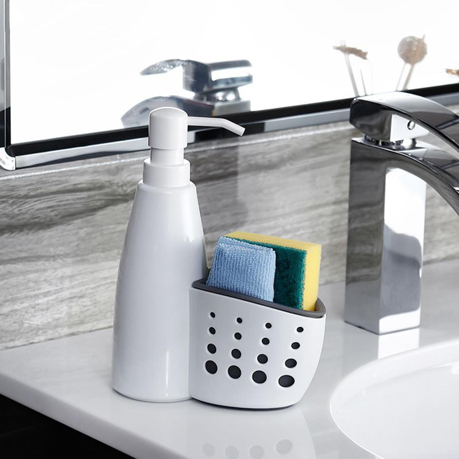 Bình đựng xà phòng 400ml có ngăn mút bông tắm được làm bằng PE, ABS kiểu dáng đặc biệt