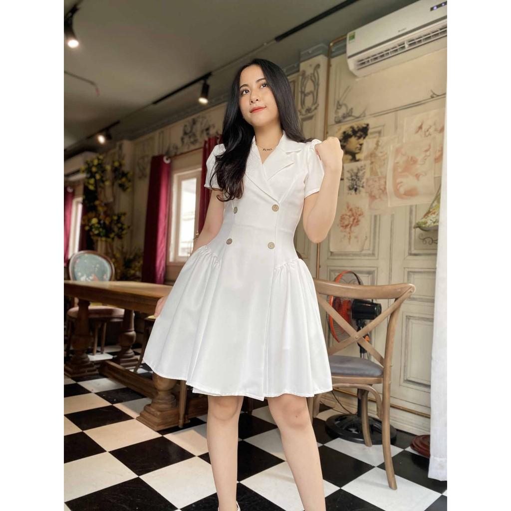 Đầm vest trắng đi tiệc cưới, dạo phố, đi chơi, đi làm xinh xắn, sang trọng