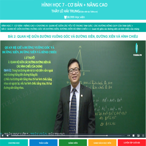 Khóa học HÌNH HỌC 7 - CƠ BẢN + NÂNG CAO thầy Lê Hải Trung - 09 tháng