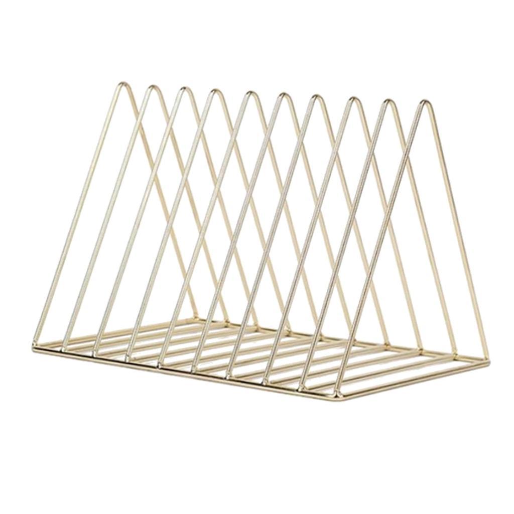 2x Desktop Book Magazine Shelf Holder Bookshelf for Home Office Decor Gold