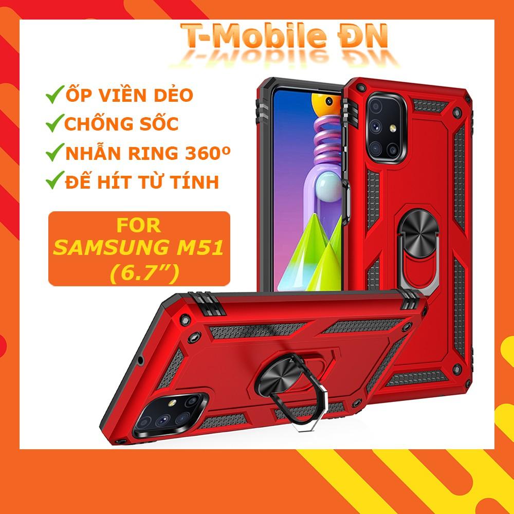Ốp lưng cho Samsung M51 chống sốc 2 lớp kèm nhẫn iring làm giá đỡ