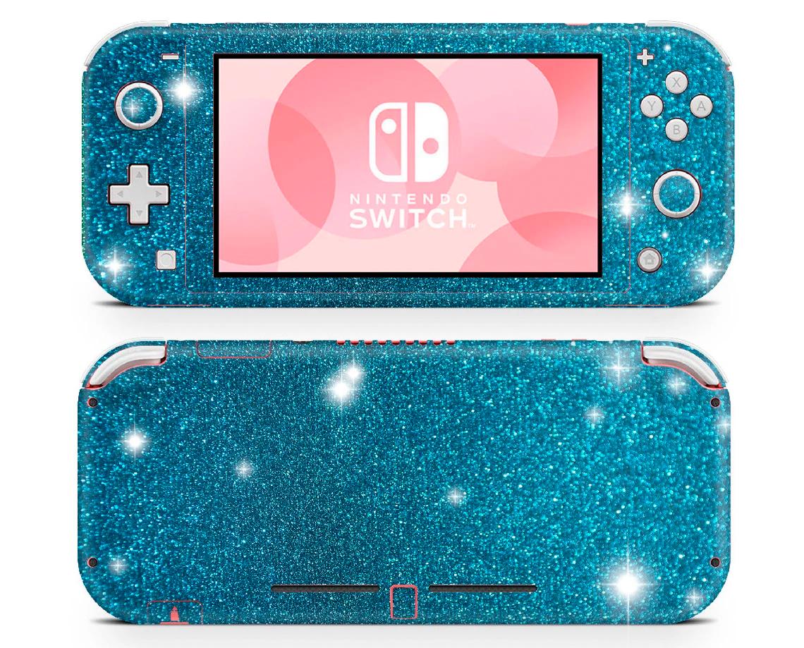 Skin decal dán Nintendo Switch Lite mẫu Aqua Blue glitter (dễ dán, đã cắt sẵn)