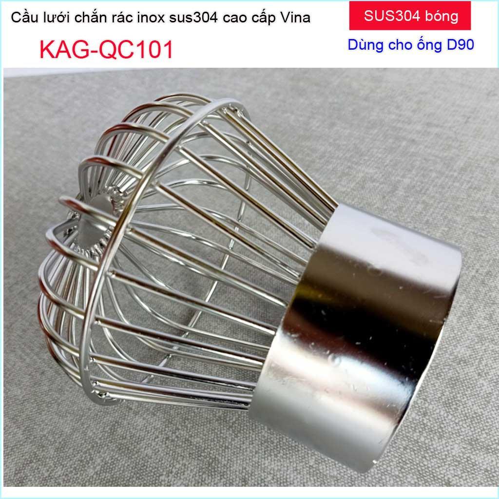 Cầu lưới Inox 304 dày D90-114 chắn rác sân thượng KAG-QC101, cầu chặn rác thoát nước mưa D90-114