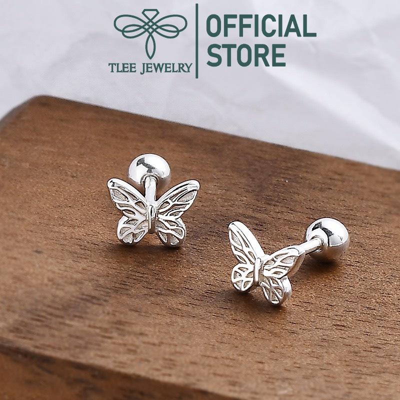 Khuyên tai bạc Tlee, Bông tai hồ điệp mini chốt vặn - TleeJewelry