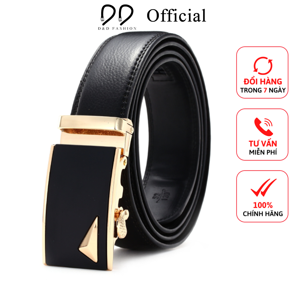 Thắt lưng nam D&D Fashion - Sang trọng - Đẳng cấp - 1 tam giác vàng