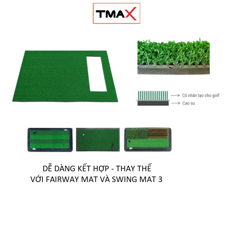 Thảm Đánh Golf  [1.0x1.5m] TMAX ALL IN ONE MAT Thế Hệ Mới, Đàn Hồi Tốt, Chịu Lực Cao, Không Bong Cỏ.