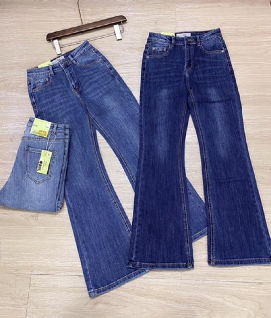 QUẦN ỐNG LOE ĐEN DÀI- chất jeans dày mềm- (hình thật