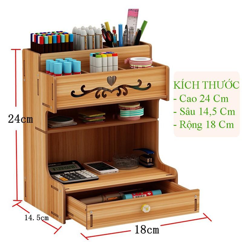 Hộp đựng bút, kệ đựng đồ mỹ phẩm bằng gỗ dễ dàng lắp ghép