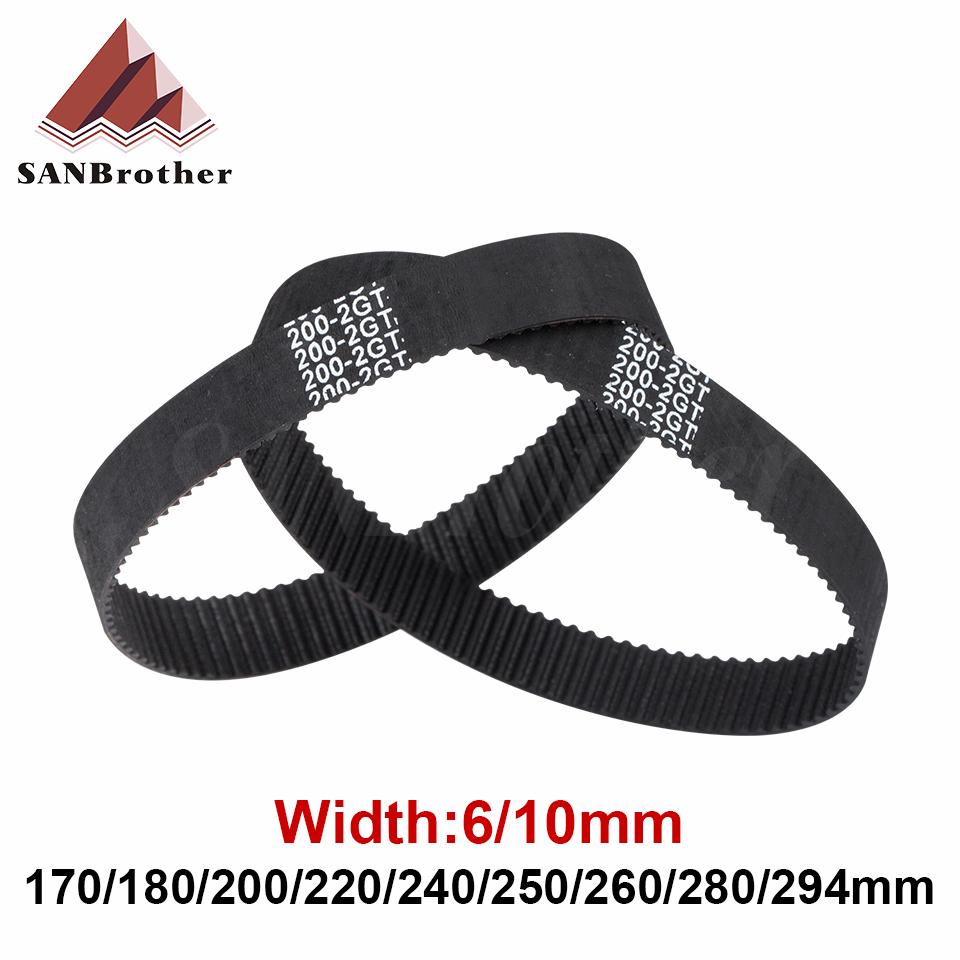 3D Máy In Phần C-19 GT2 Vòng Kín Cao Su 2GT Thời Gian Dây Rộng 6Mm 10Mm Dài 170 180 200 220 240 250 260 280 294Mm
