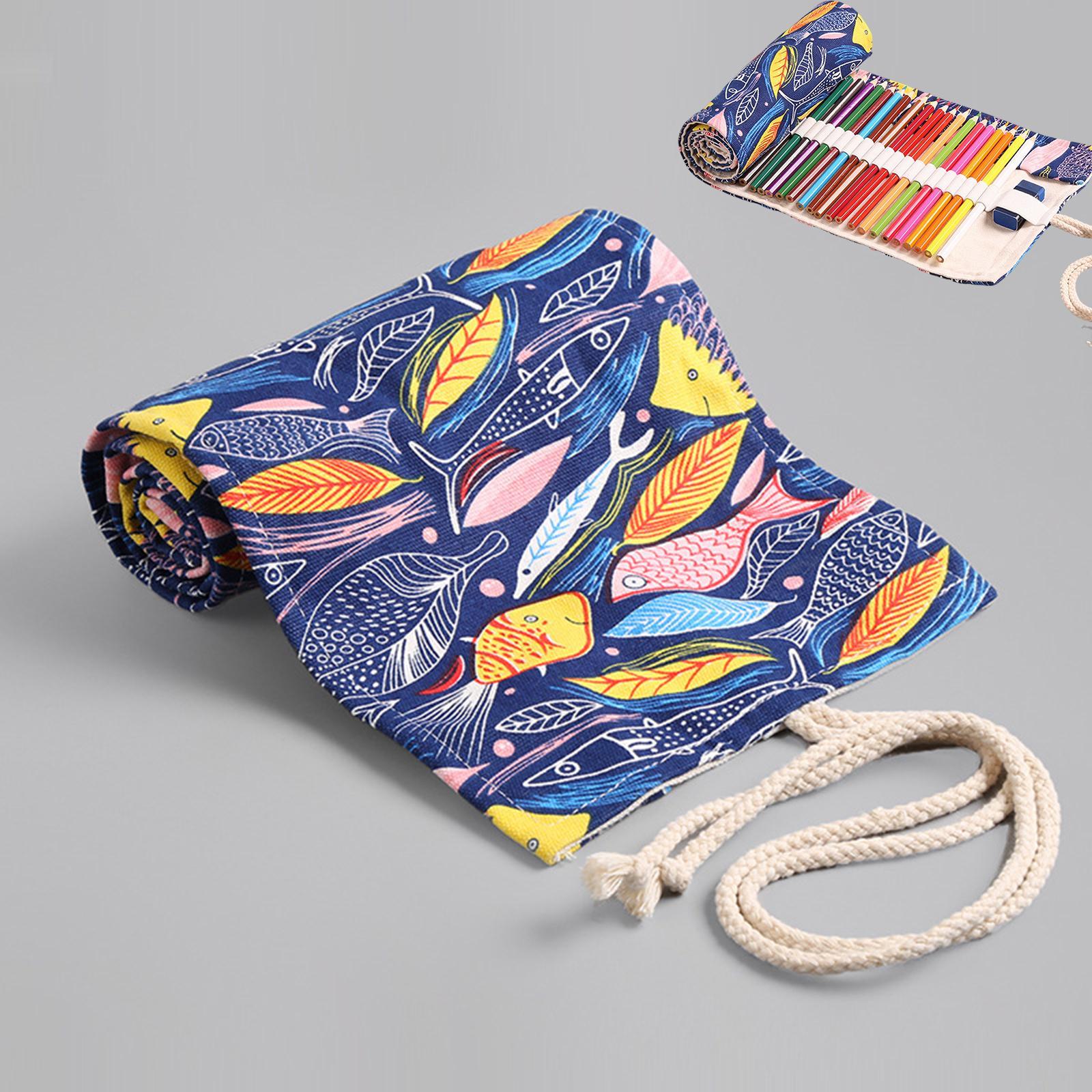 Canvas Pencil Wrap Adult Coloring Pencil Holder Colored Pencils Organizer