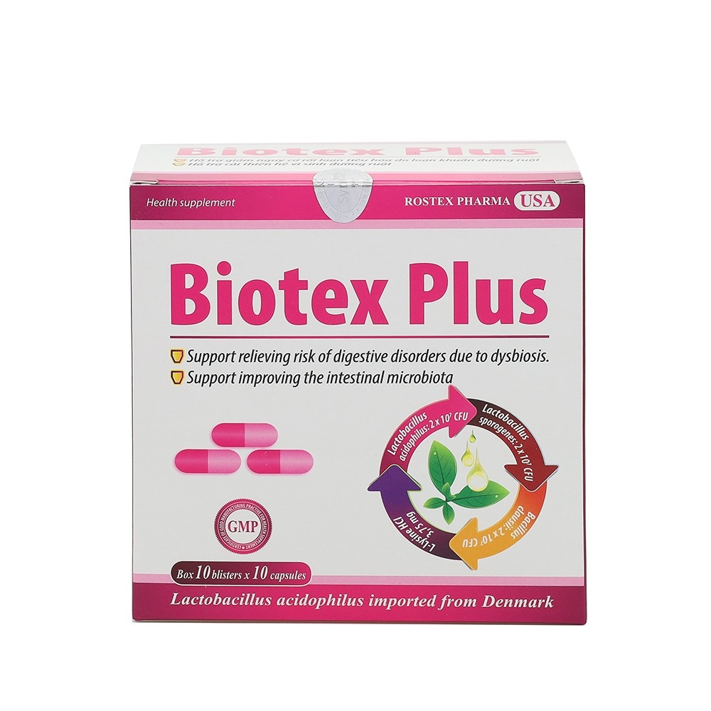 Men tiêu hóa Biotex Plus ROXTECH giảm rối loạn tiêu hóa, tiêu chảy 100 viên