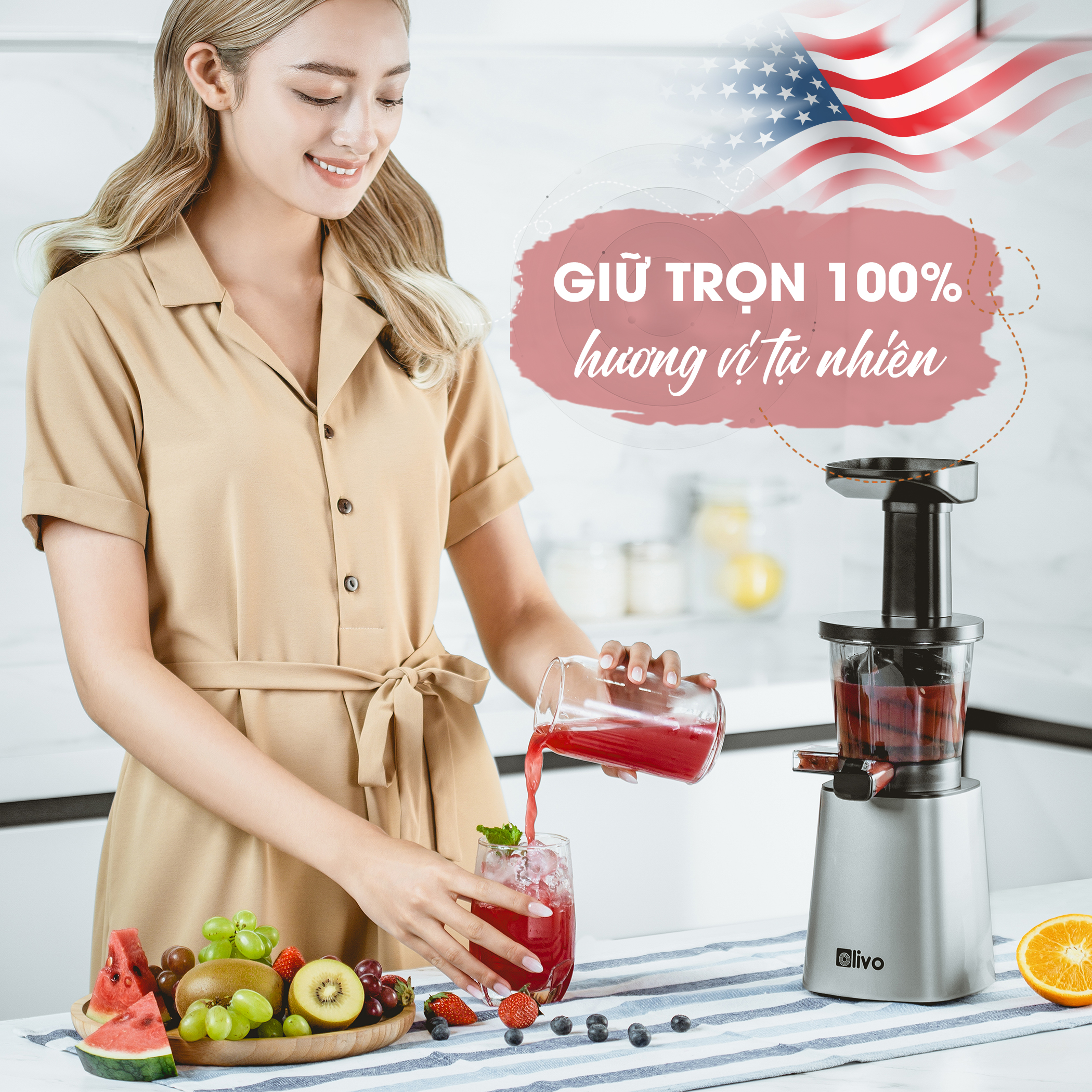 Máy Ép Chậm Olivo SJ210 Làm Kem, Ép Rau Củ Quả, Ép Đậu N ành 3 Trong 1, Ép Kiệt Bã 97% Thiết Kế Đột Phá, Dễ Dàng Vệ Sinh-Hàng Chính Hãng