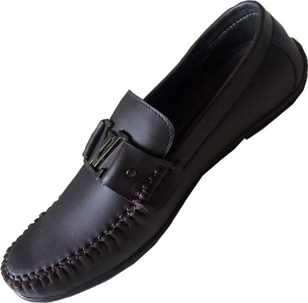 Giày lười nam da bò nâu , đế cao su GM08