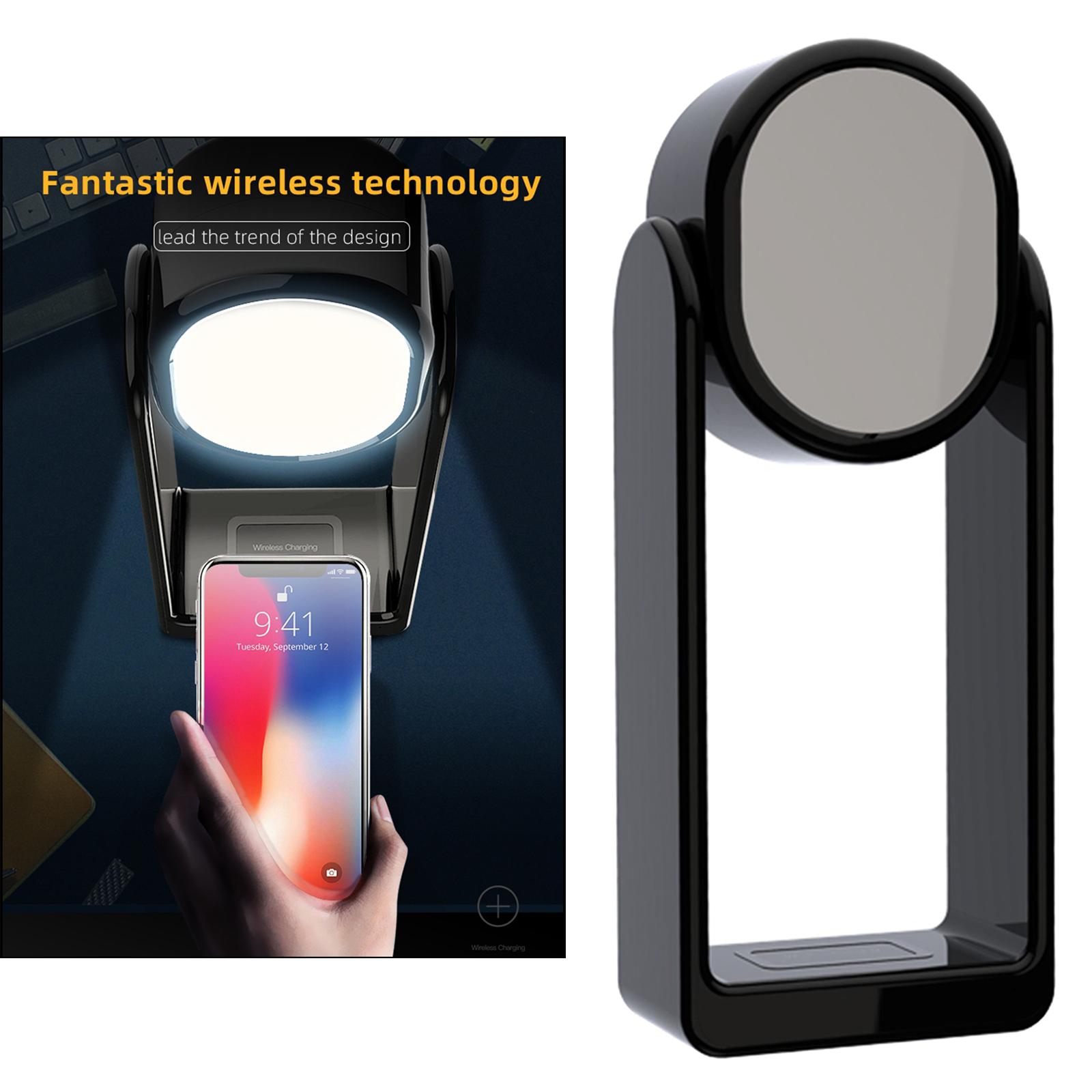Wireless Charger, 3 in 1 Smartphone Wireless Charger with Makeup Mirror and 3 Color Modes Desk LAMP Touch Control for Charging Lighting Makeup