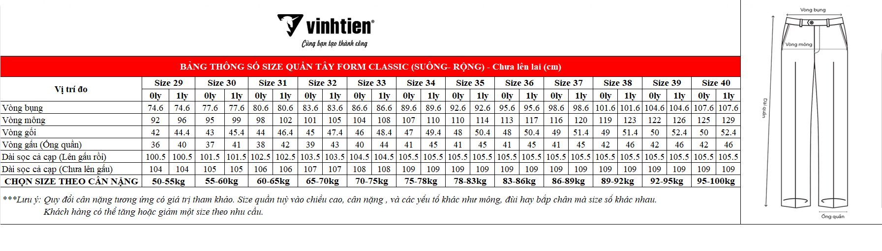 Quần Tây 1ly Classic 485 Vĩnh Tiến - Nhiều Màu