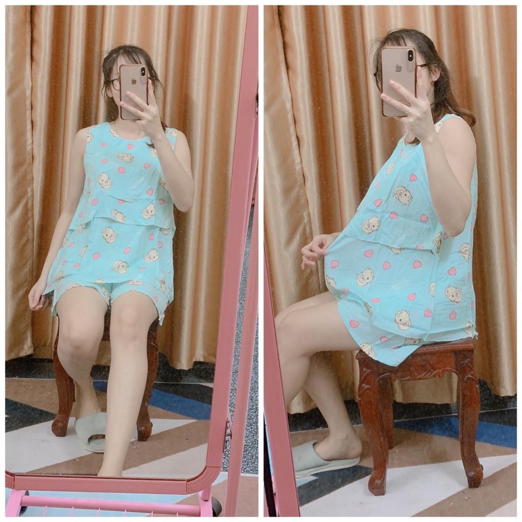 Bộ lanh bầu chất mát mặc nhà freesize từ 45 đến 70kg