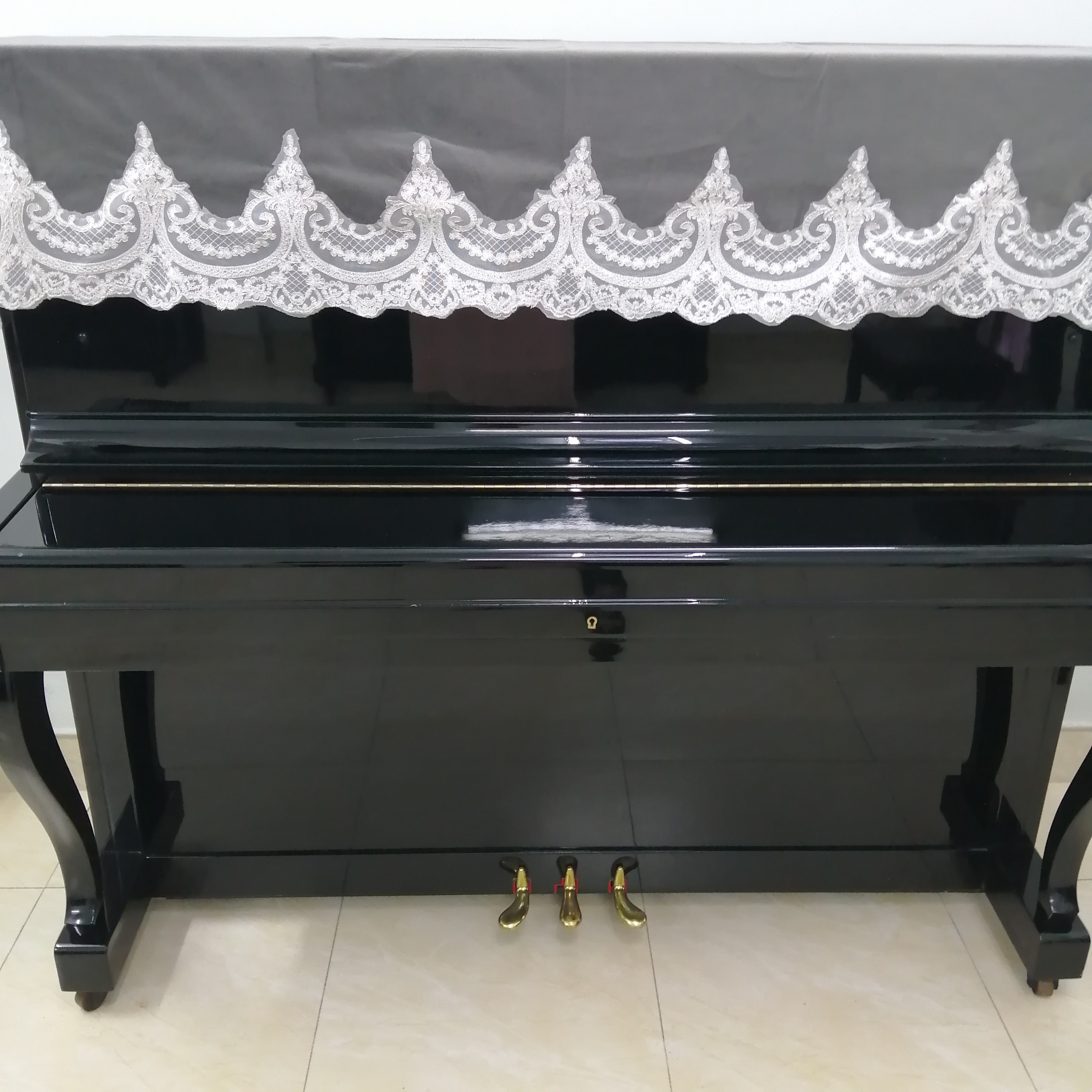 KHĂN PHỦ ĐÀN PIANO CƠ CHẤT LIỆU VẢI CAO CẤP MÀU XÁM